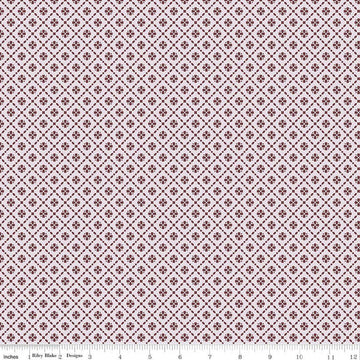 Image of Harvest on the Prairie Floral Geo Wine quilting cotton fabric by Modern Prairie for Riley Blake Designs. Features flowers on a purple background. Cute Little Fabric Shop.