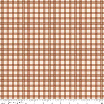 Image of Harvest on the Prairie Plaid Brown quilting cotton fabric by Modern Prairie for Riley Blake Designs. Features plaid on a brown background. Cute Little Fabric Shop.