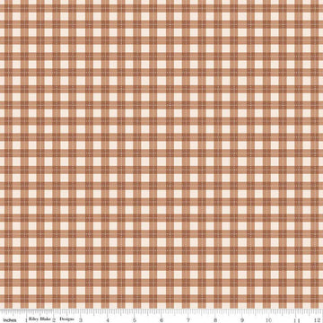 Image of Harvest on the Prairie Plaid Brown quilting cotton fabric by Modern Prairie for Riley Blake Designs. Features plaid on a brown background. Cute Little Fabric Shop.