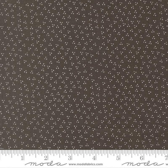 Image of Birch and Willow Spring Dot Charcoal quilting cotton fabric by Sherri & Chelsi for Moda Fabrics. Features dots on a black background. Cute Little Fabric Shop.