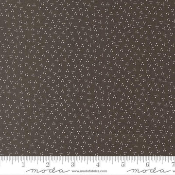 Image of Birch and Willow Spring Dot Charcoal quilting cotton fabric by Sherri & Chelsi for Moda Fabrics. Features dots on a black background. Cute Little Fabric Shop.