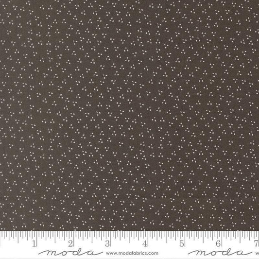 Image of Birch and Willow Spring Dot Charcoal quilting cotton fabric by Sherri & Chelsi for Moda Fabrics. Features dots on a black background. Cute Little Fabric Shop.