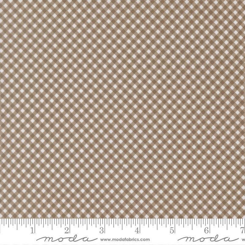 Image of Birch and Willow Gingham Stone quilting cotton fabric by Sherri & Chelsi for Moda Fabrics. Features gingham on a gray background. Cute Little Fabric Shop.
