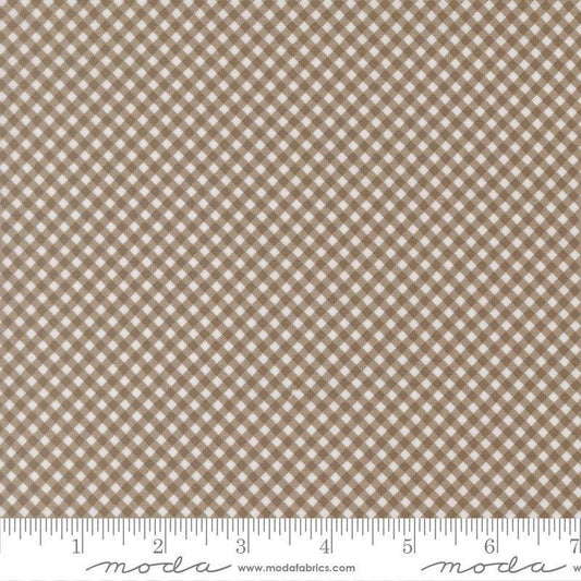 Image of Birch and Willow Gingham Stone quilting cotton fabric by Sherri & Chelsi for Moda Fabrics. Features gingham on a gray background. Cute Little Fabric Shop.