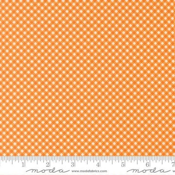 Image of Birch and Willow Gingham Amber quilting cotton fabric by Sherri & Chelsi for Moda Fabrics. Features gingham on an orange background. Cute Little Fabric Shop.