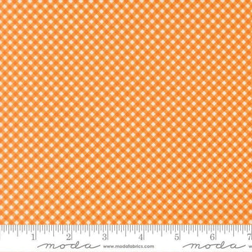 Image of Birch and Willow Gingham Amber quilting cotton fabric by Sherri & Chelsi for Moda Fabrics. Features gingham on an orange background. Cute Little Fabric Shop.
