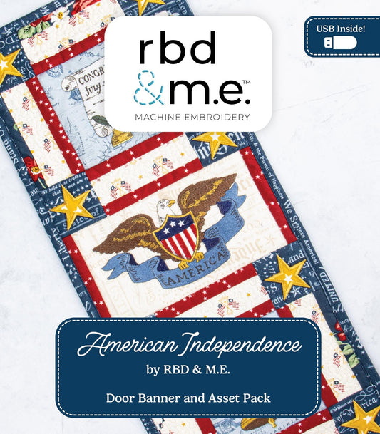 SALE Machine Embroidery American Independence Door Banner & Asset Pack Patriotic Images - ME100JAD24R5 - Riley Blake Embroidery Supplies