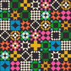 Image of 1 800 Notion Quilty As Charged Soft Black quilting cotton fabric by Ruby Star Society for Moda Fabrics. Features a geometric pattern on a black background. Cute Little Fabrics Shop.
