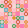 Image of 1 800 Notion Quilty As Charged Posy quilting cotton fabric by Ruby Star Society for Moda Fabrics. Features sewing accessories on a pink background. Cute Little Fabrics Shop.
