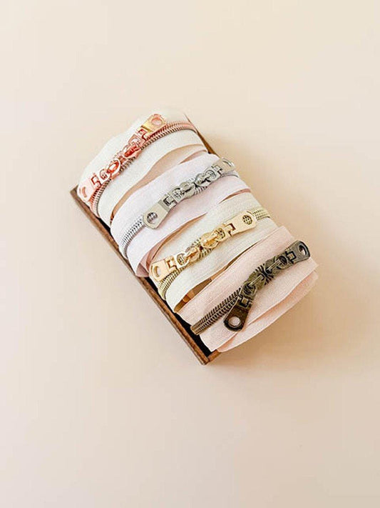 SALE Butter Cream Zipper Set - N178-SIKIT09- Riley Blake 30" Double Zipper Pull