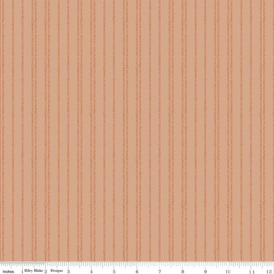 Image of Worth Repeating Stripes Fresco quilting cotton fabric by Sandy Gervais for Riley Blake Designs. Features stripes on an orange background. Cute Little Fabric Shop.