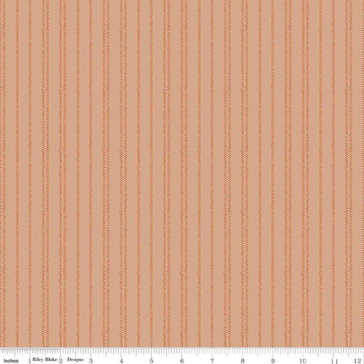 Image of Worth Repeating Stripes Fresco quilting cotton fabric by Sandy Gervais for Riley Blake Designs. Features stripes on an orange background. Cute Little Fabric Shop.