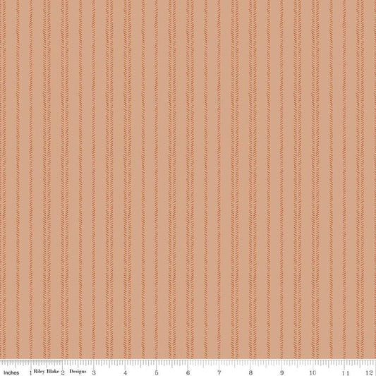 Image of Worth Repeating Stripes Fresco quilting cotton fabric by Sandy Gervais for Riley Blake Designs. Features stripes on an orange background. Cute Little Fabric Shop.
