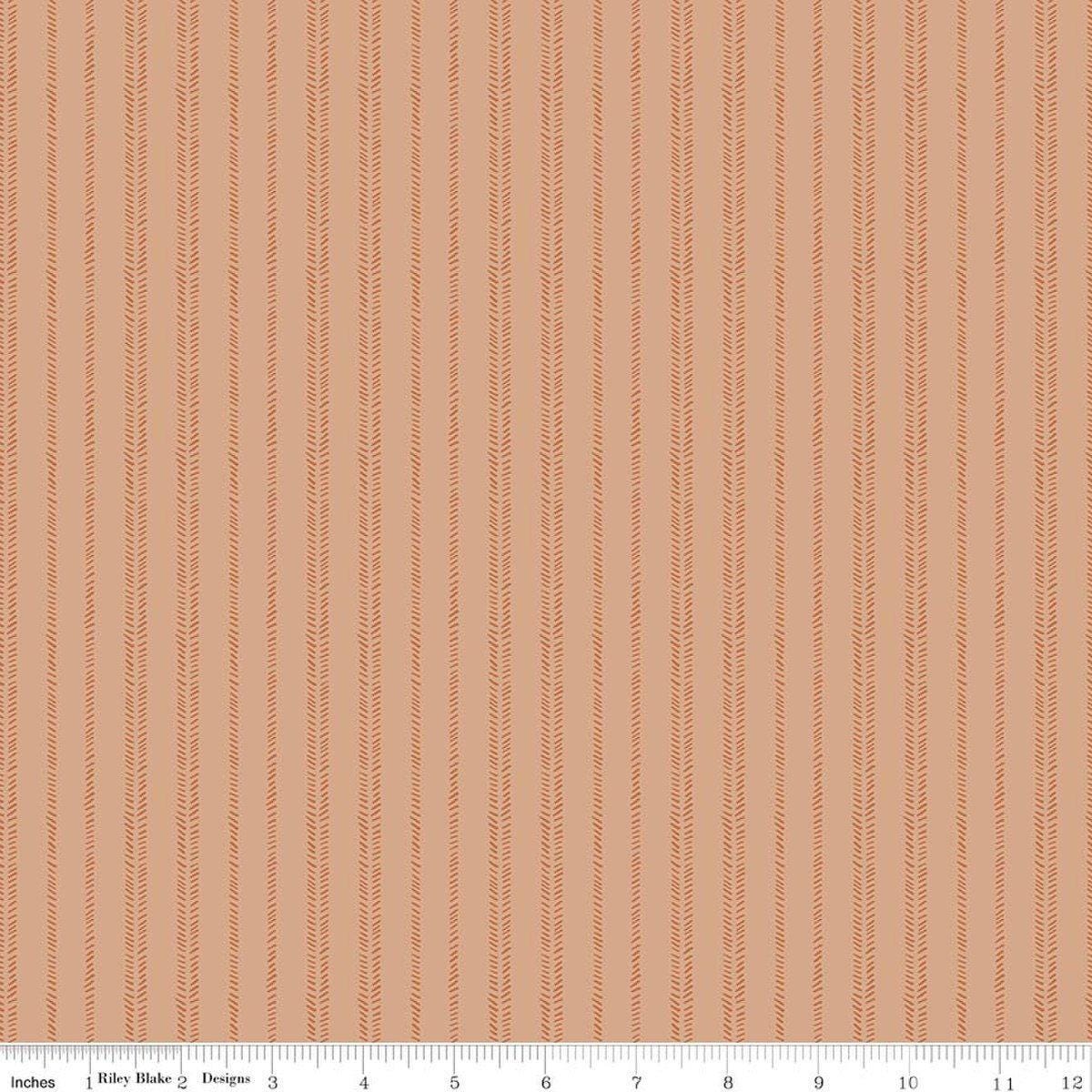 Image of Worth Repeating Stripes Fresco quilting cotton fabric by Sandy Gervais for Riley Blake Designs. Features stripes on an orange background. Cute Little Fabric Shop.