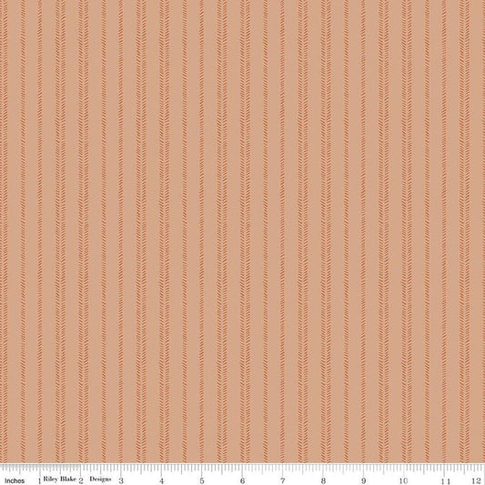 Image of Worth Repeating Stripes Fresco quilting cotton fabric by Sandy Gervais for Riley Blake Designs. Features stripes on an orange background. Cute Little Fabric Shop.