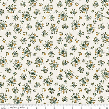 Image of Worth Repeating Floral Cloud quilting cotton fabric by Sandy Gervais for Riley Blake Designs. Features flowers on a white background. Cute Little Fabric Shop.