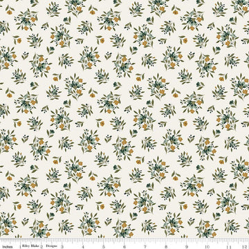 Image of Worth Repeating Floral Cloud quilting cotton fabric by Sandy Gervais for Riley Blake Designs. Features flowers on a white background. Cute Little Fabric Shop.