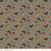 Image of Secret Garden Moths Chestnut quilting cotton fabric by Amanda Castor for Riley Blake Designs. Features bugs on a gray background. Cute Little Fabric Shop.