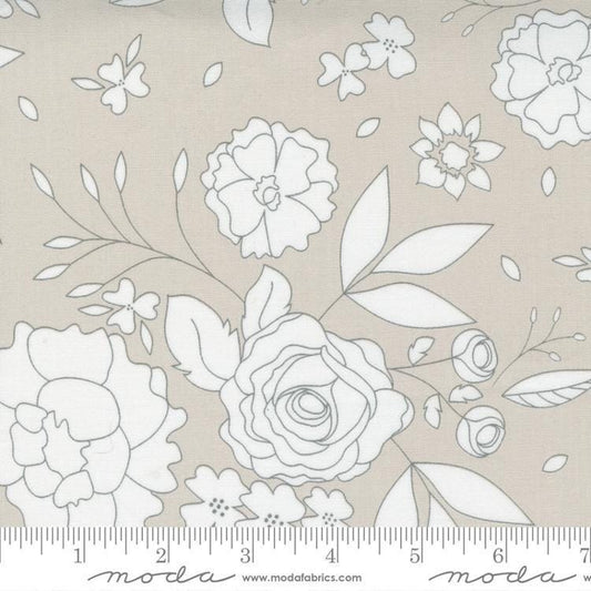 Beautiful Day Blooms Stone Gray Floral Fabric - 29132 - Moda Fabrics Quilting Cotton Fabric