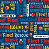 Ladder Co. 1 Alert DC10586 Navy by Michael Miller Fabrics - Ladder Company One Text Firefighters Children's - Quilting Cotton Fabric