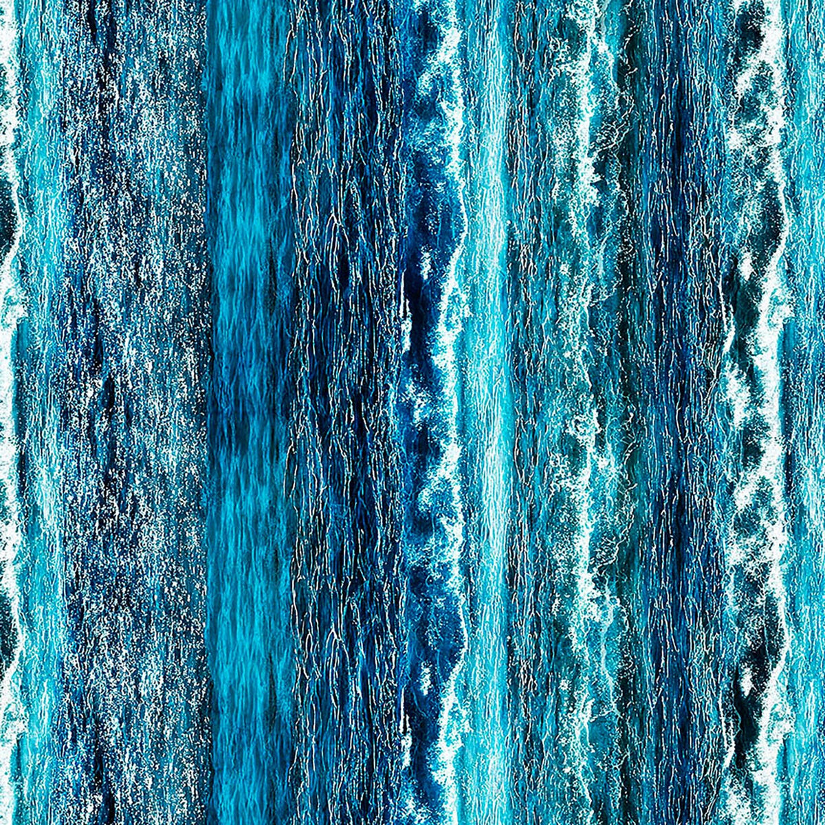 Image of Into the Deep Water Ombre Turquoise quilting cotton fabric by Morris Creative Group for QT Fabrics. Features ocean on a blue background. Cute Little Fabric Shop.