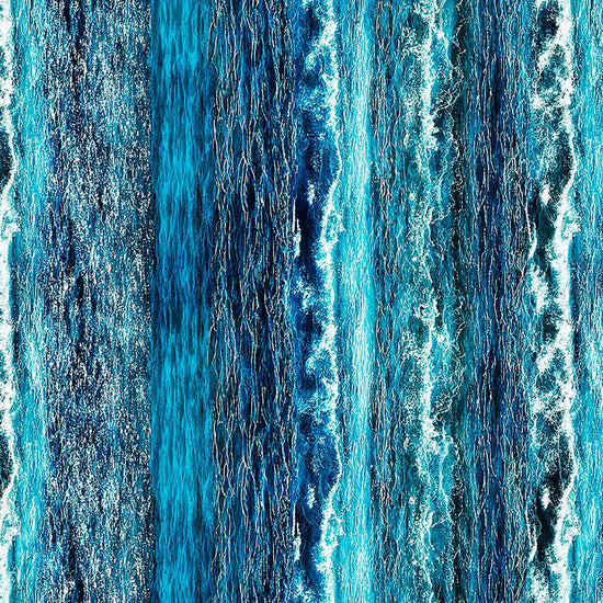 Image of Into the Deep Water Ombre Turquoise quilting cotton fabric by Morris Creative Group for QT Fabrics. Features ocean on a blue background. Cute Little Fabric Shop.
