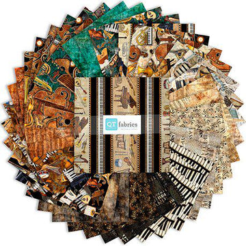 Vivace Layer Cake Music Fabric - 10SQ VIVA 6PKV - 42-Piece Precut - QT Fabrics Quilting Cotton Fabric