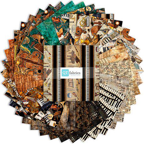 Vivace Layer Cake Music Fabric - 10SQ VIVA 6PKV - 42-Piece Precut - QT Fabrics Quilting Cotton Fabric