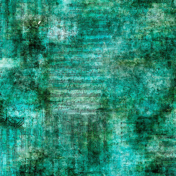 Image of Vivace Sheet Music Turquoise quilting cotton fabric by Morris Creative Group for QT Fabrics. Features music on a blue background. Cute Little Fabric Shop.