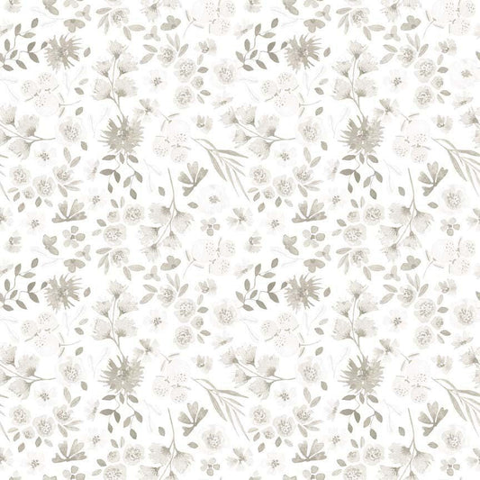 3-Yard-Cut - Home Sweet Home Floral White Flower Fabric 108" WIDEBACK - 30703 - QT Fabrics Quilting Cotton Fabric