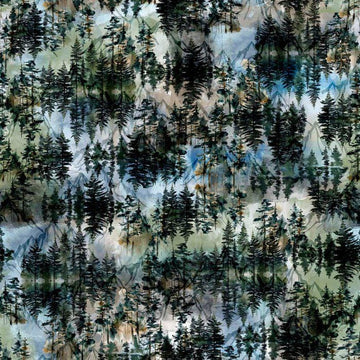 2 Yard 34" End of Bolt - The Wonder of Nature Pine Trees Multi Green Forest Fabric 108" WIDEBACK - 30639 - QT Fabrics Quilting Cotton Fabric