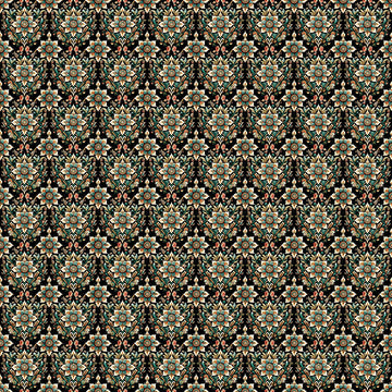 Image of Book Club Flower Geo Black quilting cotton fabric by Morris Creative Group for QT Fabrics. Features flowers on a black background. Cute Little Fabric Shop.