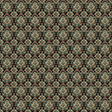 Image of Book Club Flower Geo Black quilting cotton fabric by Morris Creative Group for QT Fabrics. Features flowers on a black background. Cute Little Fabric Shop.