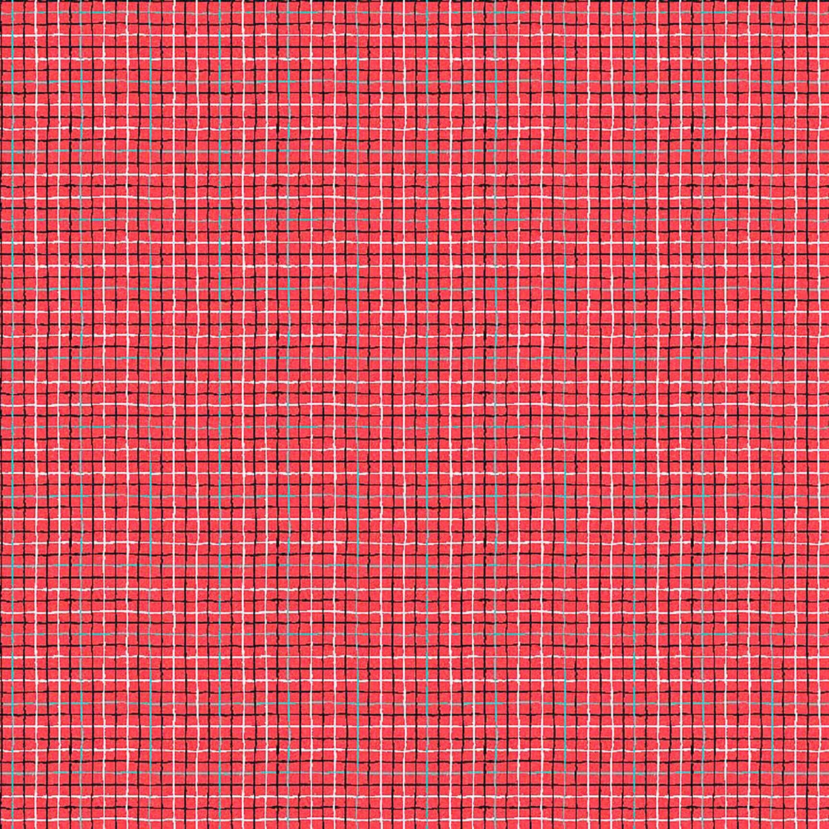 Image of Balloonfest Plaid Red quilting cotton fabric by Anthony Kleem for QT Fabrics. Features plaid on a red background. Cute Little Fabric Shop.