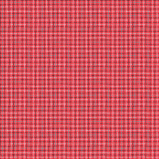 Image of Balloonfest Plaid Red quilting cotton fabric by Anthony Kleem for QT Fabrics. Features plaid on a red background. Cute Little Fabric Shop.