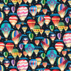 Image of Balloonfest Hot Air Balloons Black quilting cotton fabric by Anthony Kleem for QT Fabrics. Features hot air balloons on a black background. Cute Little Fabric Shop.