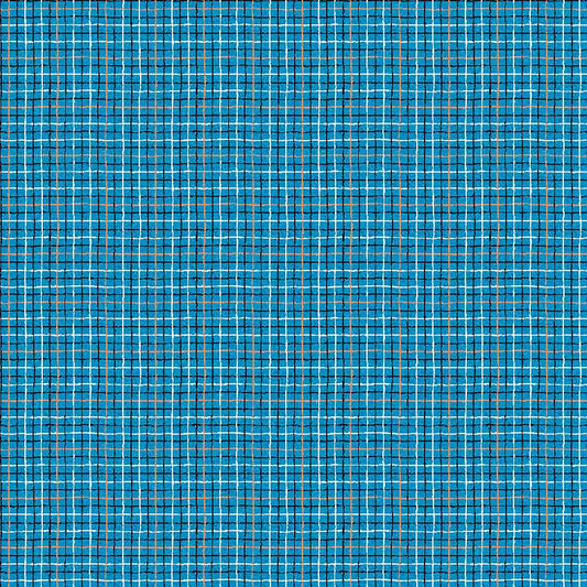 Image of Balloonfest Plaid Blue quilting cotton fabric by Anthony Kleem for QT Fabrics. Features plaid on a blue background. Cute Little Fabric Shop.