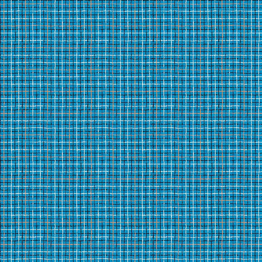 Image of Balloonfest Plaid Blue quilting cotton fabric by Anthony Kleem for QT Fabrics. Features plaid on a blue background. Cute Little Fabric Shop.