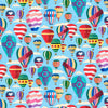 Image of Balloonfest Hot Air Balloons Blue quilting cotton fabric by Anthony Kleem for QT Fabrics. Features hot air balloons on a blue background. Cute Little Fabric Shop.