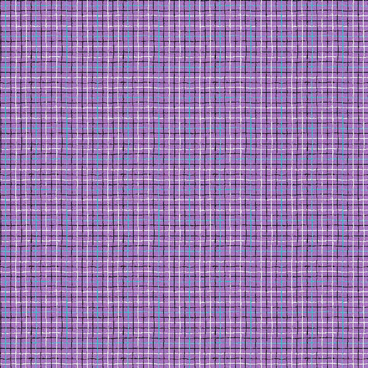 Image of Balloonfest Plaid Purple quilting cotton fabric by Anthony Kleem for QT Fabrics. Features plaid on a purple background. Cute Little Fabric Shop.