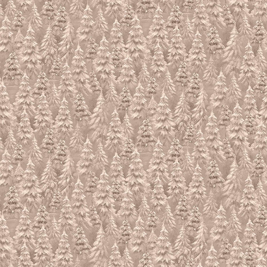 Image of Woodland Wonder Snowy Trees Medium Dark Taupe flannel cotton fabric by Sarah Summers for QT Fabrics. Features trees on a beige background. Cute Little Fabric Shop.