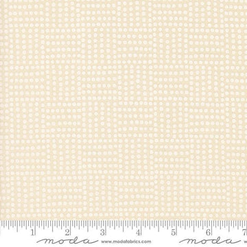 Image of Natures Sketchbook Dots Pearl White quilting cotton fabric by Elena Amo for Moda Fabrics. Features polka dots on a cream background. Cute Little Fabric Shop.
