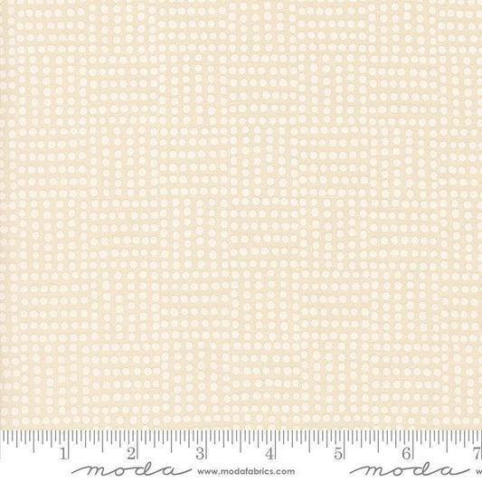 Image of Natures Sketchbook Dots Pearl White quilting cotton fabric by Elena Amo for Moda Fabrics. Features polka dots on a cream background. Cute Little Fabric Shop.