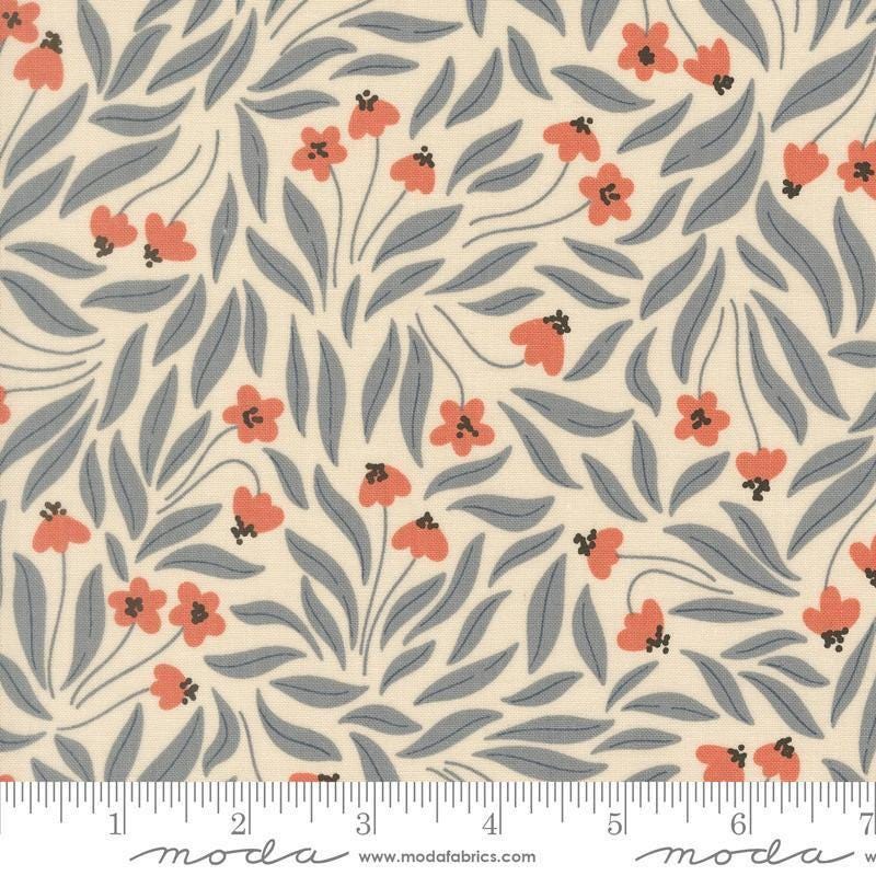 Image of Natures Sketchbook Flowy Flowers Pearl quilting cotton fabric by Elena Amo for Moda Fabrics. Features flowers on a cream background. Cute Little Fabric Shop.