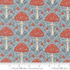 Image of Natures Sketchbook Mushroom Sky quilting cotton fabric by Elena Amo for Moda Fabrics. Features mushrooms on a blue background. Cute Little Fabric Shop.