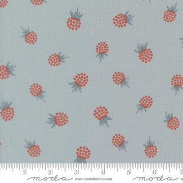Image of Natures Sketchbook Berries Sky quilting cotton fabric by Elena Amo for Moda Fabrics. Features berries on a blue background. Cute Little Fabric Shop.