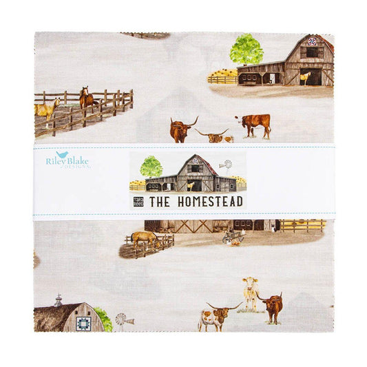 SALE The Homestead 10" Stacker Animal Fabric - 10-18230-42 - 42-Piece Precut - Riley Blake Quilting Cotton Fabric