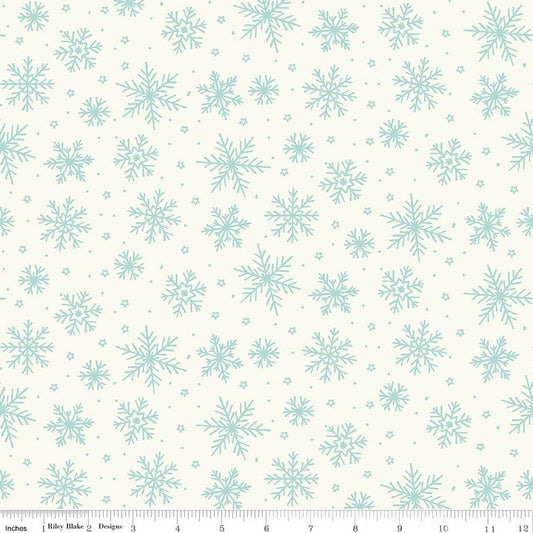 SALE Flannel The North Pole Snowflakes White Christmas Fabric - F17752 - Riley Blake FLANNEL Cotton Fabric