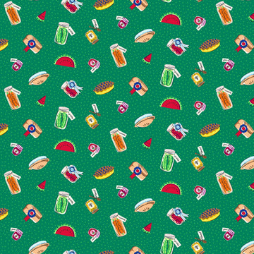 Wisconsin Best in Show Food Lagoon Green DIGITALLY PRINTED Fabric - CD17774 - Riley Blake Quilting Cotton Fabric