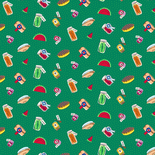 Wisconsin Best in Show Food Lagoon Green DIGITALLY PRINTED Fabric - CD17774 - Riley Blake Quilting Cotton Fabric